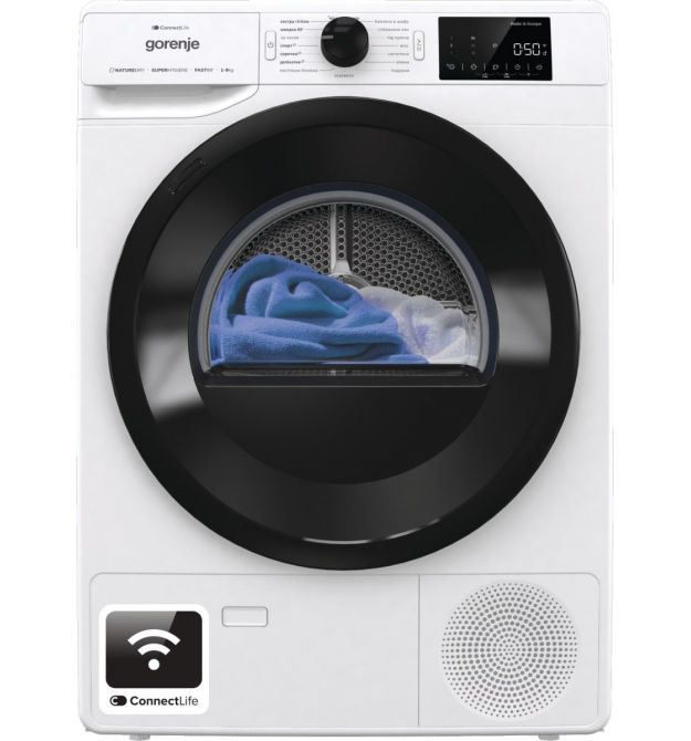 Gorenje Сушильная машина тепловой насос, 9кг, A++, 60см, дисплей, 16 программ, Wi-Fi, белый