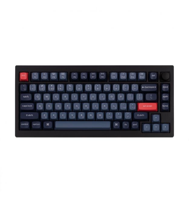 Keychron Клавиатура механическая V1 Max 84Key, Gateron Jupiter Banana, WL/BT/USB-A, QMK, Hot-swap, Knob, EN/UKR, RGB, черный