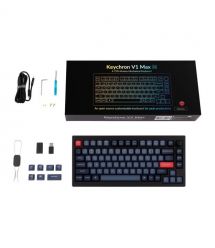 Keychron Клавиатура механическая V1 Max 84Key, Gateron Jupiter Banana, WL/BT/USB-A, QMK, Hot-swap, Knob, EN/UKR, RGB, черный