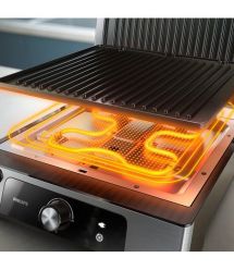 Philips Гриль прижимной Series 5000, 2200Вт, съёмные пластины, раскрытие на 180°, металл