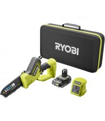 Ryobi Пила цепная аккумуляторная ONE+ HP RY18PSX15A-120T 18B 1х2А·ч ЗУ шина 15см бесщеточная 6м/с 1.19кг кейс