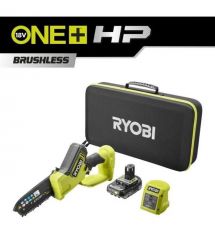 Ryobi Пила цепная аккумуляторная ONE+ HP RY18PSX15A-120T 18B 1х2А·ч ЗУ шина 15см бесщеточная 6м/с 1.19кг кейс