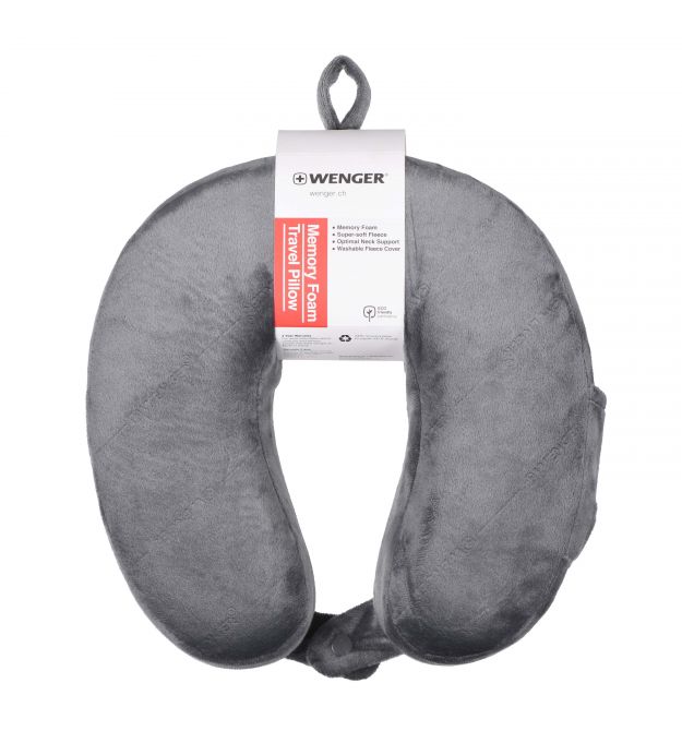 Подушка флісова, Wenger, Memory Foam Travel Neck Pillow, сірий