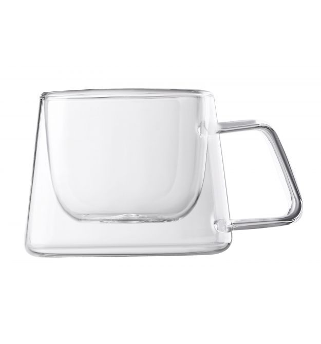 ARDESTO Набор чашек с ручками и двойными стенками, 200мл, 2шт, боросиликатное стекло, прозрачный