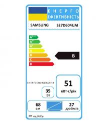 Samsung Монитор 27" S60UD HDMI, DP, USB, USB-C, MM, IPS, 2560x1440, 100Hz, 1ms