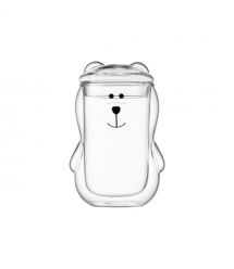 ARDESTO Набор чашек с крышкой Animals с двойными стенками , 300 мл, 2 шт, боросиликатное стекло