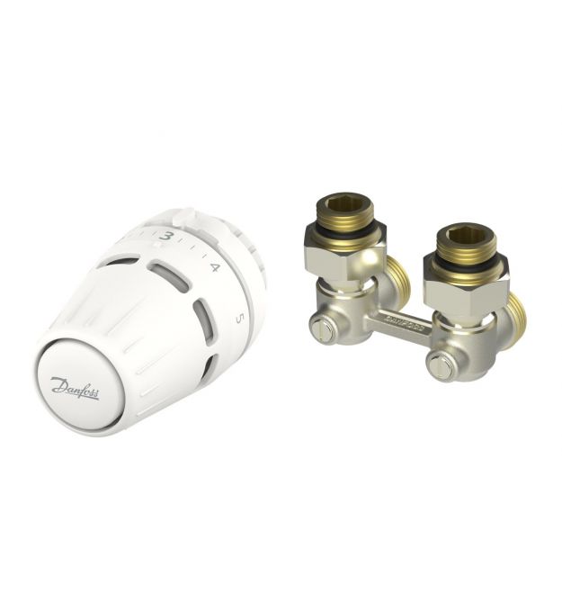 Комплект термостатический Danfoss Regus RA + RLV-KB, нижнее подкл, 1/2", угловой