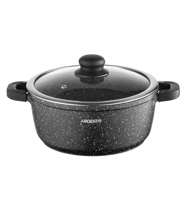 ARDESTO Кастрюля со стеклянной крышкой Gemini Anzio, 3.1л, алюминий, черный