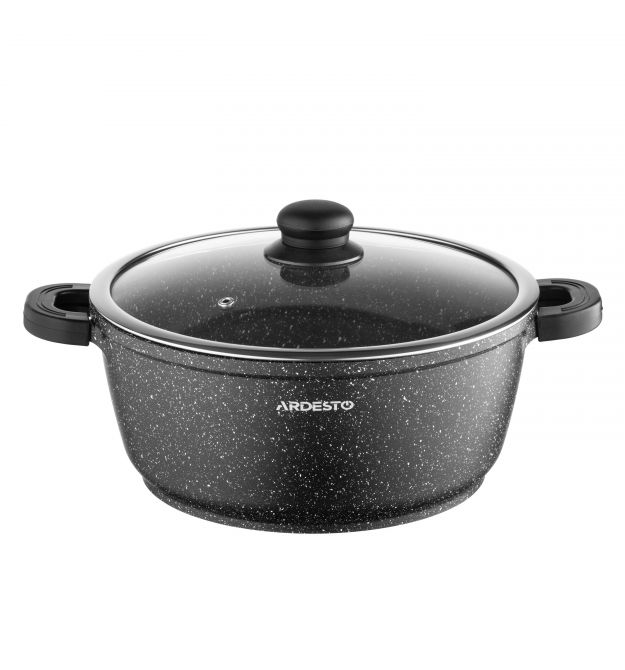 ARDESTO Кастрюля со стеклянной крышкой Gemini Anzio, 5л, алюминий, черный