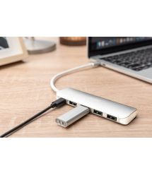 Digitus Концентратор USB Type-C, 4xUSB 3.0 + функція зарядного пристрою