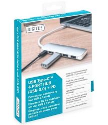 Digitus Концентратор USB Type-C, 4xUSB 3.0 + функція зарядного пристрою