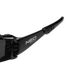 Очки защитные противоосколочные Neo Tools, класс защиты FT, резиновые дужки, поликарбонат, темно серый