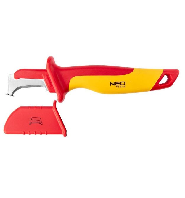 Нож монтерский Neo Tools, диэлектрический, для работ под напряжением 1000В, изогнутое лезвие, 180мм