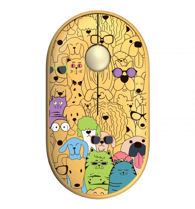 2E Мышь MF300 PETS:CATS&DOGS Silent WL BT, желтый