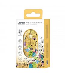 2E Мышь MF300 PETS:CATS&DOGS Silent WL BT, желтый