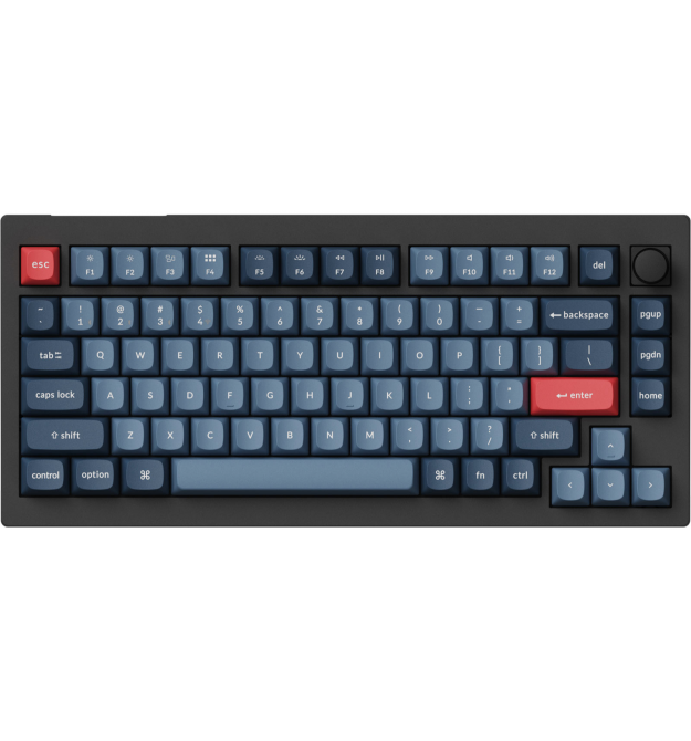 Keychron Клавиатура механическая V1 Max 84Key, Gateron Jupiter Red, WL/BT/USB-A, QMK, Hot-swap, Knob, EN/UKR, RGB, черный