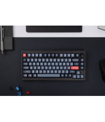 Keychron Клавиатура механическая V1 Max 84Key, Gateron Jupiter Red, WL/BT/USB-A, QMK, Hot-swap, Knob, EN/UKR, RGB, черный