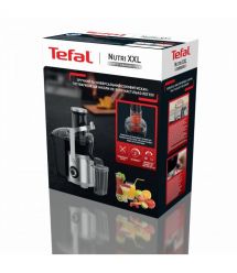 Tefal Соковыжималка Nutri XXL центробежная 1000Вт, чаша-0.8л, жмых-2.2 л, желоб на целое яблоко, пластик/металл, черный