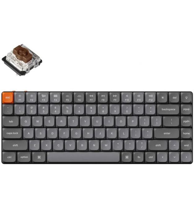 Keychron Клавиатура механическая K3 Max 84Key, Gateron MX 2.0 Brown, WL/BT/USB-A, QMK, Hot-swap, EN/UKR, RGB, черный