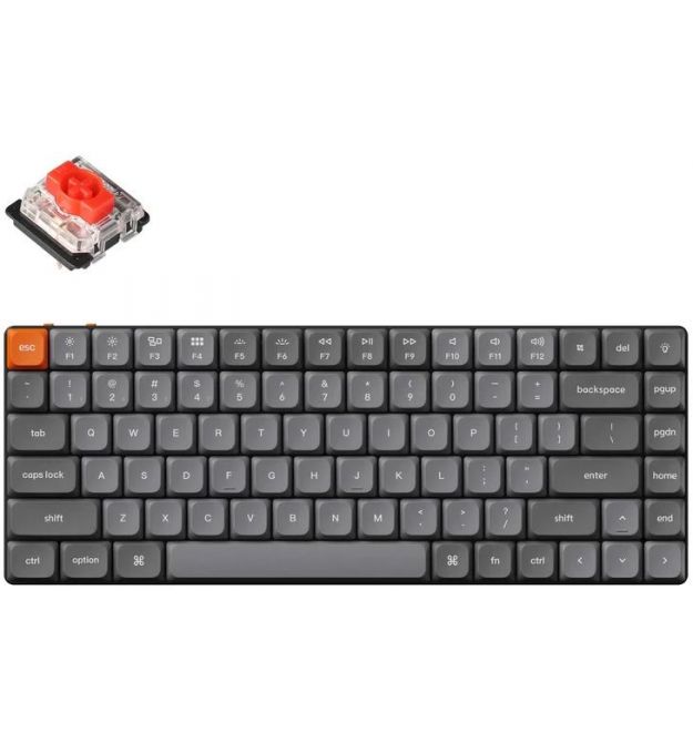 Keychron Клавиатура механическая K3 Max 84Key, Gateron MX 2.0 Red, WL/BT/USB-A, QMK, EN/UKR, White Led, черный