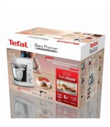 Tefal Кухонная машина Bake Partner 1100Вт, чаша-металл, корпус-пластик, насадок-8, белый