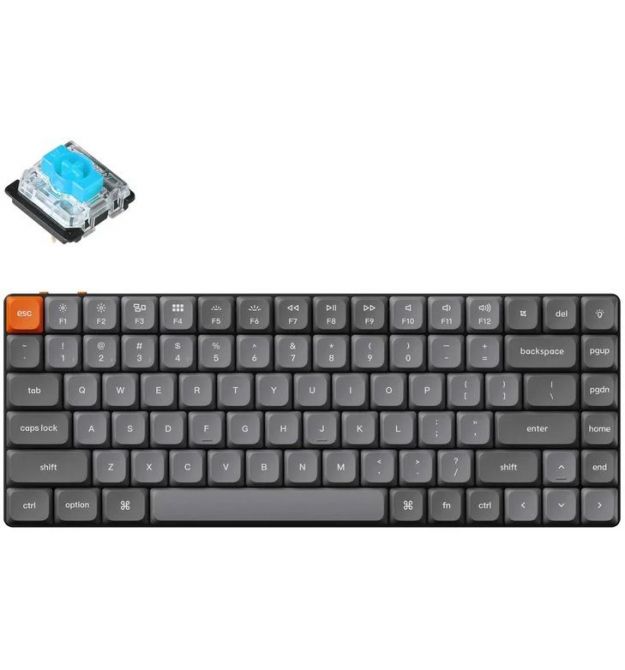 Keychron Клавиатура механическая K3 Max 84Key, Gateron MX 2.0 Blue, WL/BT/USB-A, QMK, EN/UKR, White Led, черный