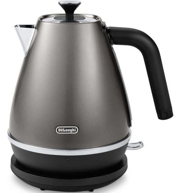 Delonghi Электрочайник Distinta Titanium, 1.7л, Strix, металл, серый