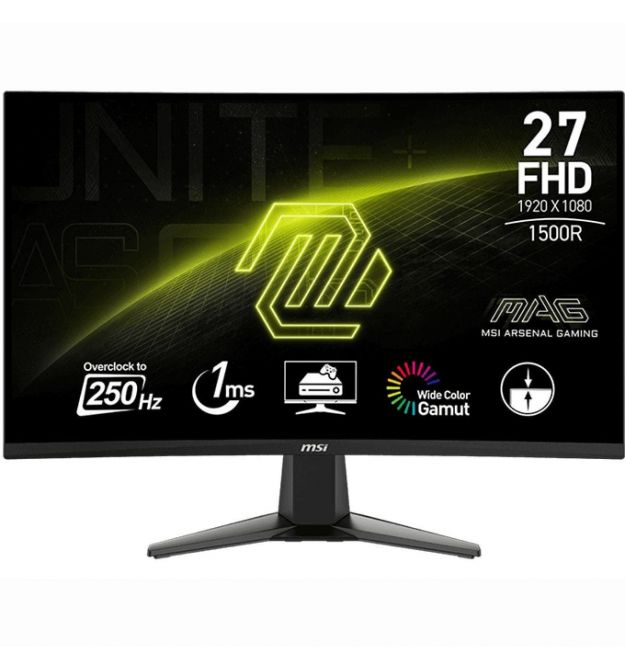 MSI Монитор 27" MAG 27C6X 2xHDMI, DP, USB-C, 2xUSB, Audio, VA, 250Hz, 1ms, sRGB 99%, CURVED, AdaptiveSync