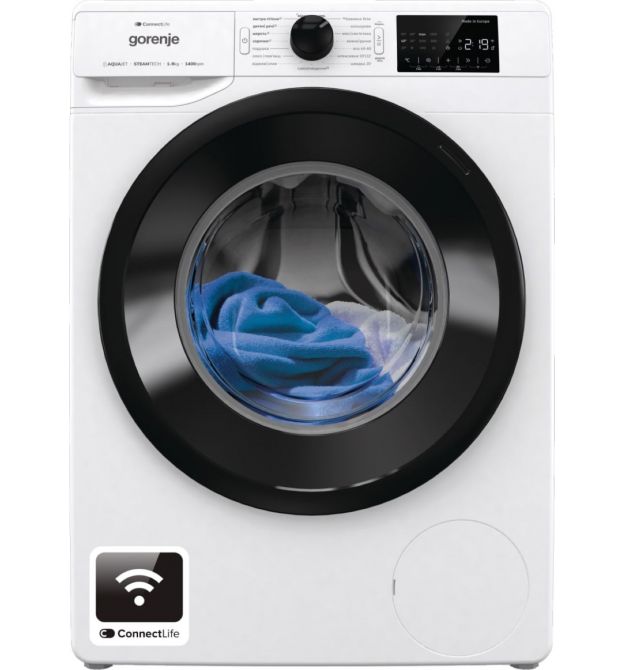 Gorenje Стиральная машина фронтальная, 9кг, 1400, A+++, 54,5см, дисплей, инвертор, пар, Wi-Fi, белый