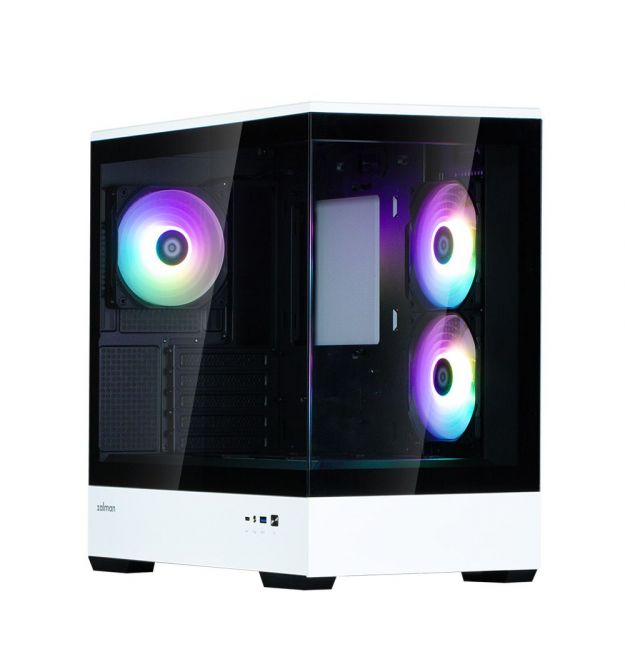 Zalman Корпус P30 без БП, 1xUSB3.0, 1xUSBType-C, 3x120мм ARGB, VGA 420мм, LCS ready, TG Side Panel, mATX, чёрный/белый