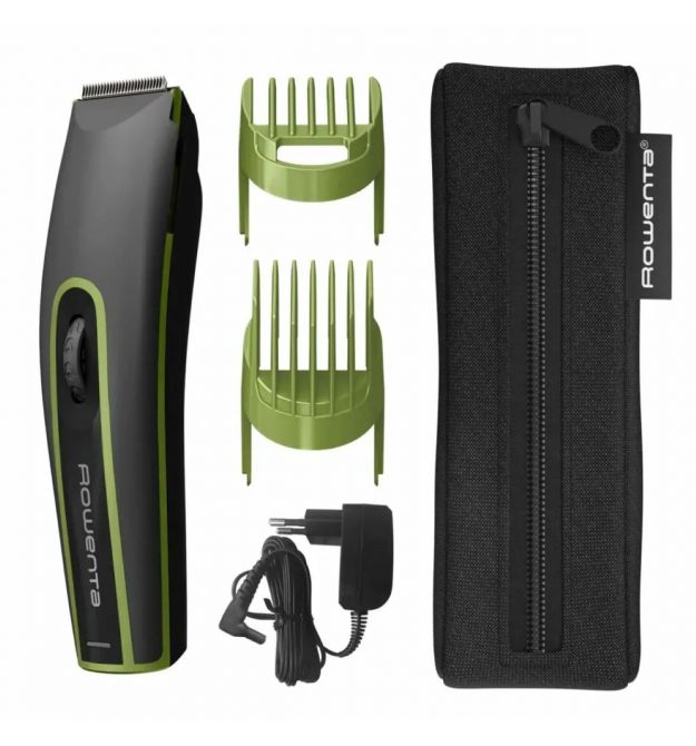 Rowenta Машинка для стрижки Nomad Sport Collection, акум., роторный мотор, насадок-2, кейс, сталь, черно-зеленый