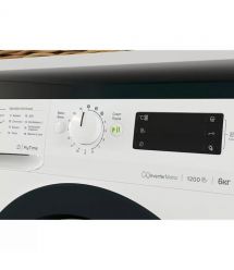 Indesit Стиральная машина фронтальная, 6кг, 1200, A+++, 43см, дисплей, инвертор, люк черный, белый