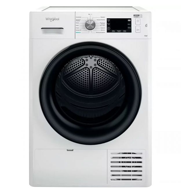 Whirlpool Сушильная машина тепловой насос, 9кг, A++, 65см, дисплей, люк черный, белый