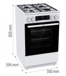 Gorenje Плита комби, 62л, 50x60см, дисплей, IconLed,эмалированные, белый