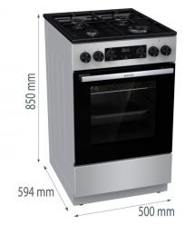 Gorenje Плита комби, 62л, 50x60см, дисплей, IconLed, эмалированные, титан