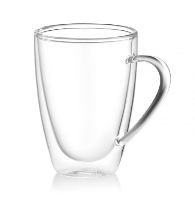 ARDESTO Набор чашек с ручками и двойными стенками, 430мл, 2шт, боросиликатное стекло, прозрачный