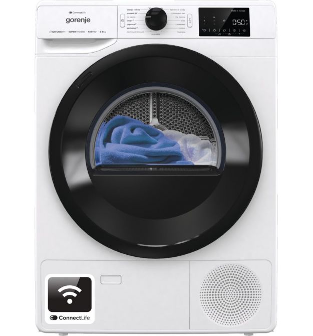 Gorenje Сушильная машина конденсационная, 8кг, A+++, 60см, дисплей, Wi-Fi, белый