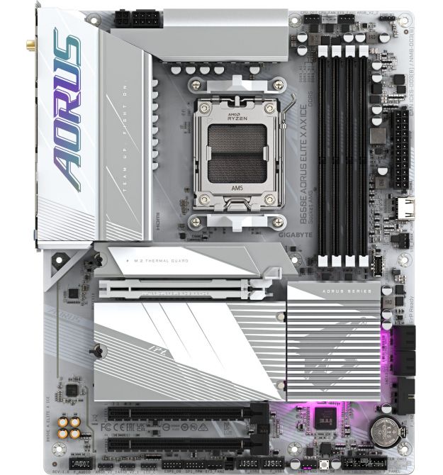 Gigabyte Материнская плата B650E A ELITE X ICE sAM5 B650 4xDDR5 M.2 HDMI DP Wi-Fi BT mATX