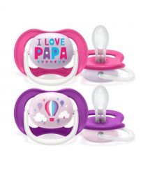 AVENT Пустышка Avent Ultra Air I love 6-18мес, ортодонтическая, 2шт, для девочек