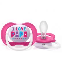 AVENT Пустышка Avent Ultra Air I love 6-18мес, ортодонтическая, 2шт, для девочек