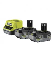 Ryobi Набор аккумулятора и зарядного устройства RC18120-242X ONE+, 18В, 2А•ч+4А•ч, ЗУ Lithium+