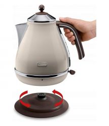 Delonghi Электрочайник Icona Vintage, 1.7л, нержавеющая сталь, бежевый