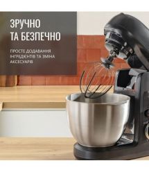 Tefal Кухонная машина Bake Partner 1100Вт, чаша-металл, корпус-пластик, насадок-8, черный