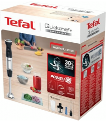 Tefal Блендер погружной Quickchef+ 1000Вт, 3в1, чаша-800мл, чопер-500мл, турборежим, серебристо-черный