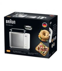 Braun Тостер IDCollection 1000Вт, пластик + металл, подогрев, подсв.кнопок, белый+нерж