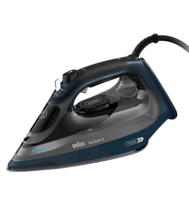 Braun Утюг TexStyle 9, 3200Вт, 330мл, паровой удар -260гр, самоочистка от накипи, eloxal plus, синий