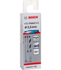 Bosch Сверло по металлу HSS-PointTeQ, 2.5х30х57мм, 10 шт