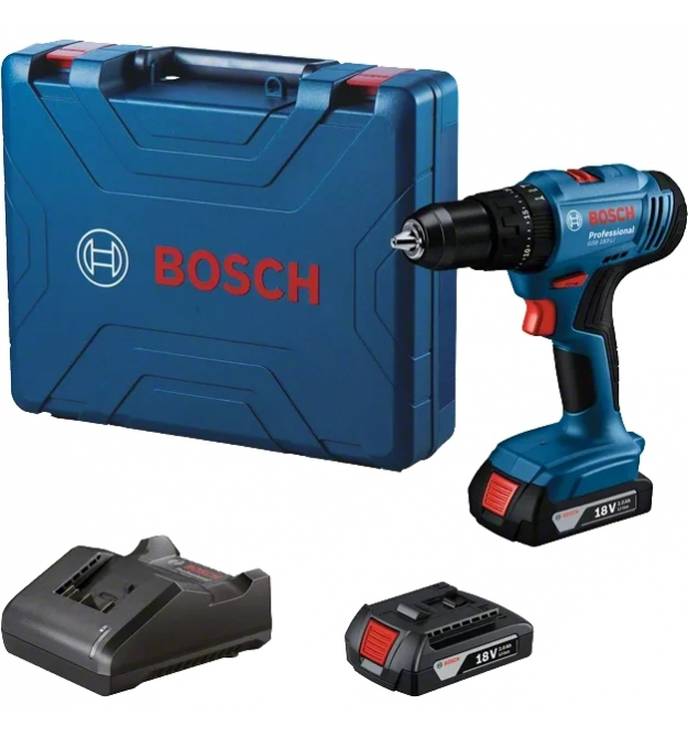 Bosch Шуруповерт-дрель ударная аккумуляторная GSB 183-LI 18В 2х2А·час 21-56Нм 374-1815об·мин кейс 1.2кг