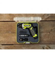 Ryobi Отвертка аккумуляторная RSD4-120T, 4В USB Lithium, акб 1х2Ач, 5Нм, 200об/мин, кейс для хранения, 10 насадок, 0.37кг