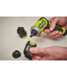 Ryobi Отвертка аккумуляторная RSD4-120T, 4В USB Lithium, акб 1х2Ач, 5Нм, 200об/мин, кейс для хранения, 10 насадок, 0.37кг